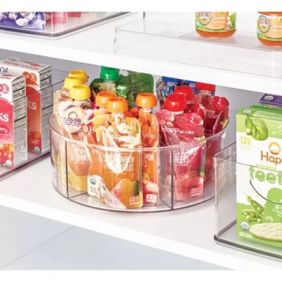 iDESIGN Recycled Plastic Divided Lazy Susan Turntable Organizer Clear: 12" Kitchen Storage, Hand Wash, 0.75 lbs image {4}