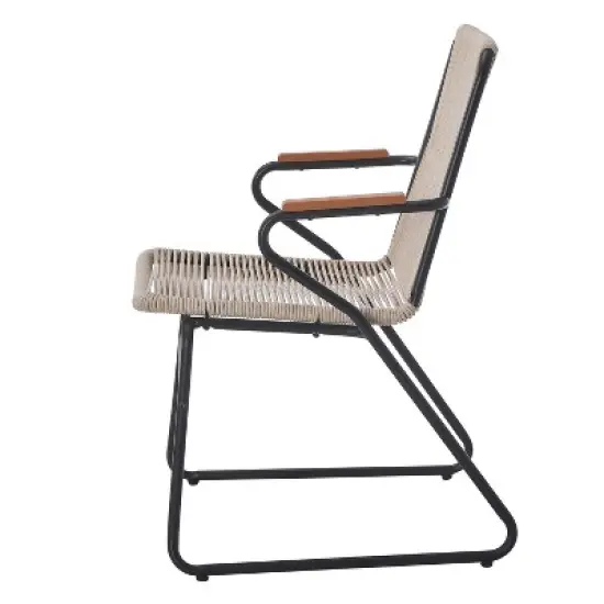 Christopher Knight Home Brook Modern Outdoor Iron and Rope Weave Club Chairs (Set of 2) image {4}