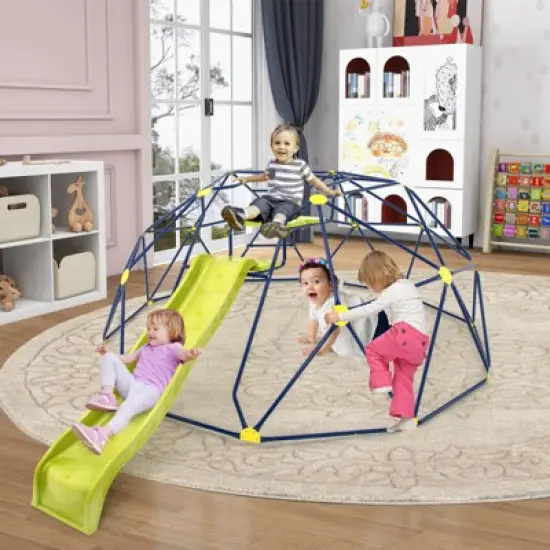 Costway 13.3 FT Climbing Dome Geometric Dome Climber with Extended Wavy Slide image {2}