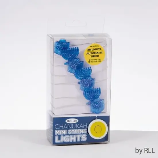 Rite Lite 20ct Chanukah Micro LED Battery Operated Mini String Lights with Timer Blue -  6' Clear Wire image {2}