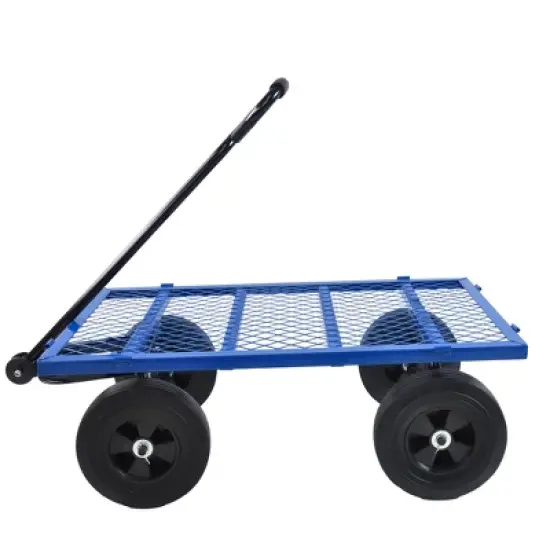 FURNIinspire Wheelbarrows And Lawn Carts Garden Utility Cart Wagon, Foldable Steel Transport Cart For Firewood, Yard Work, Blue, 37&ldquo;*19"*40" image {4}