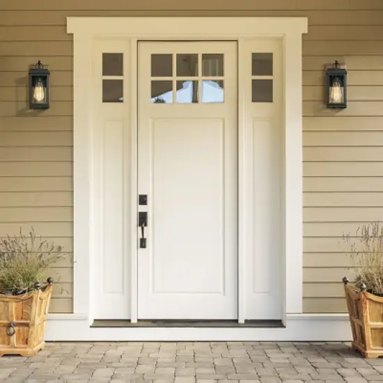 12" Metal/Seeded Glass Square Outdoor Wall Light Matte Black - LNC image {2}