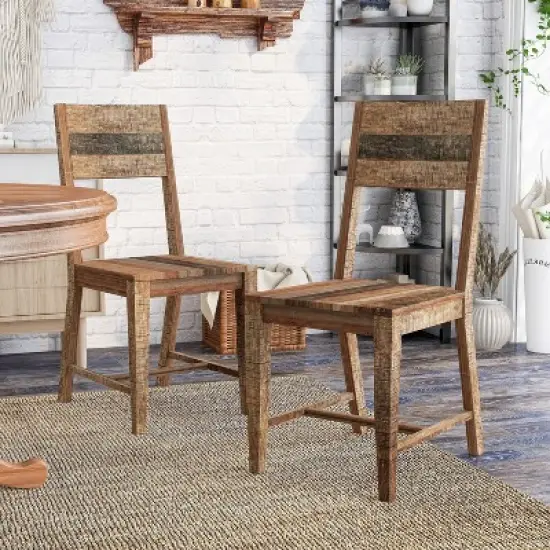 2pk Hoverton Open Back Mango Wood Dining Chairs Warm Natural Tone - Furniture Of America image {1}