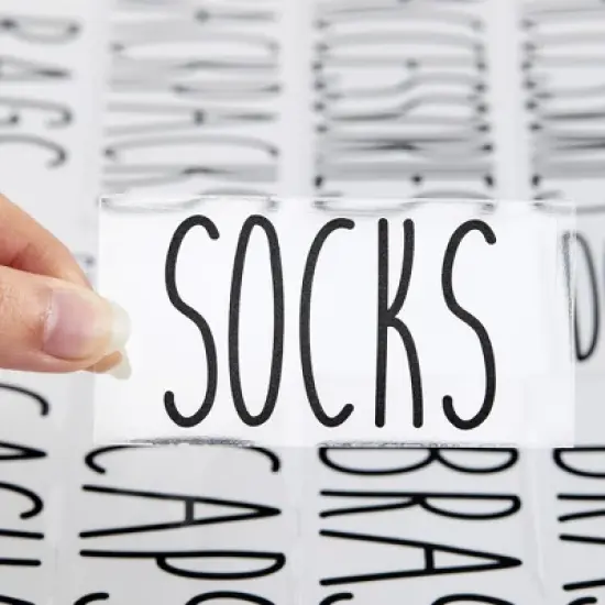 Talented Kitchen 133 Closet Labels for Bins, Baskets, Preprinted Black All Cap Stickers for Clothing Organization, Storage Containers, Water Resistant image {2}