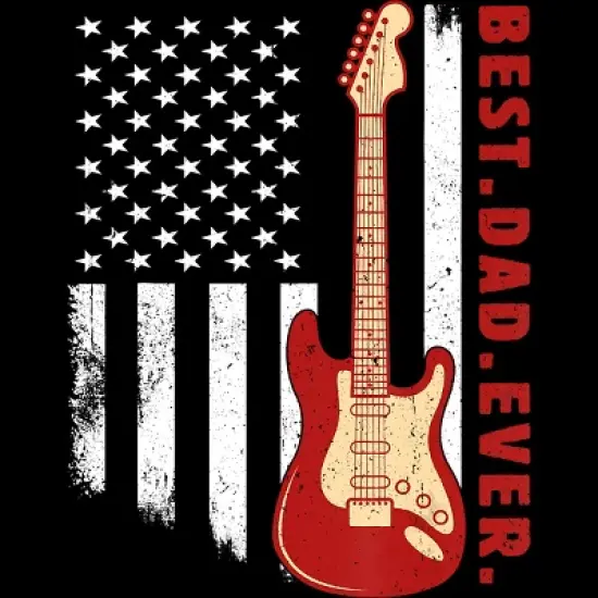 Women's Design By Humans Best Dad Ever Guitar and Flag By MINHMINH Racerback Tank Top image {1}