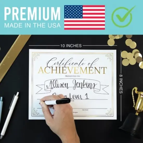 Hadley Designs Elegant Gold Award Certificates of Achievement for Students, Set of 25 image {1}