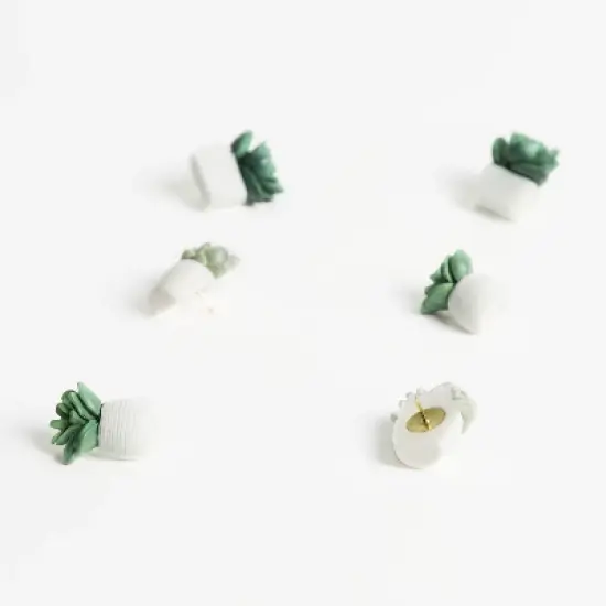 U Brands 6ct Potted Succulent Push Pins image {4}