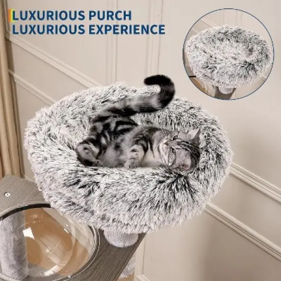 Nasitip 67-Inch Cat Tree with Hidden Litter Box, Multi-Level Tower with Perch, Condo, Hammock & Scratching Posts &ndash; Gray image {1}