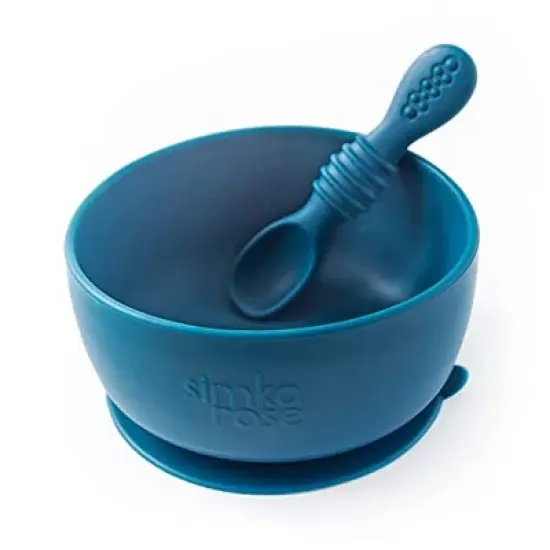 Simka Rose Silicone Baby Bowl and Spoon Set image {6}