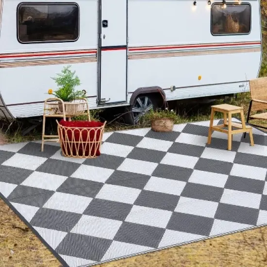 Waterproof Reversible Outdoor Rug - Lightweight, Foldable, Easy Clean for Patio, Camping, Pool & Beach image {1}