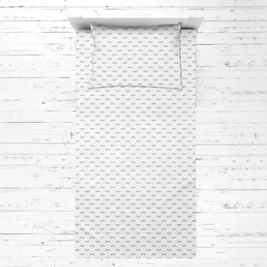 Bacati - Moustache Gray Muslin 3 pc Toddler Bed Sheet Set 100 percent cotton image {2}