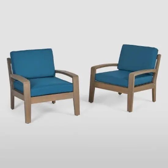 4pc Grenada Acacia Patio Chat Set Gray - Christopher Knight Home image {2}