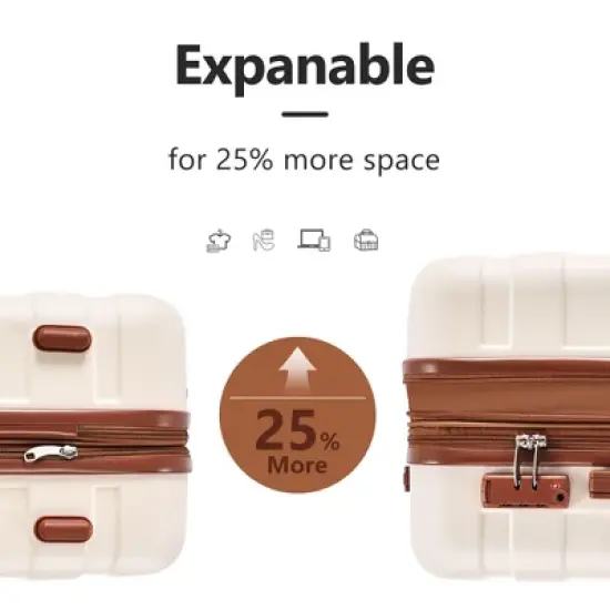 3 PCS Expandable ABS Hard Shell Luggage Set with Spinner Wheels and TSA Lock - ModernLuxe image {4}