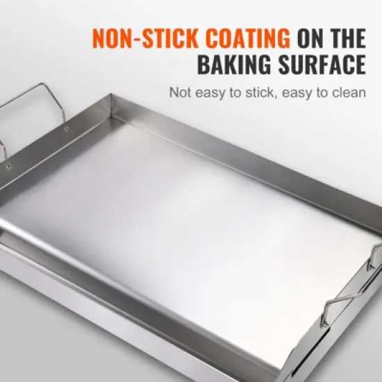 VEVOR Stove Top Griddle, 23.5"x16" Pre-Seasoned Stainless Steel Griddle, Rectangular Double Burner Griddle Pan, Non-Stick Family Pan Cookware image {4}