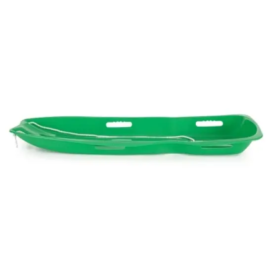 Slippery Racer Downhill Xtreme Flexible Adults and Kids Plastic Toboggan Snow Sled for up to 2 Riders with Pull Rope and Handles, Green image {2}