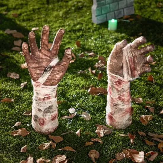 Joyfy Halloween Zombie Arm Yard Stakes, Creepy Severed Broken Arm Lawn Stakes Prop for Yard Lawn Garden Outdoor Halloween Decorations image {2}