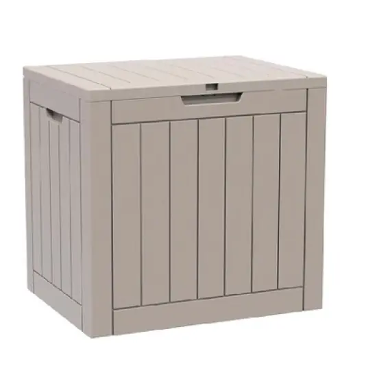 Dolonm 30 Gallon Deck Box, Outdoor Storage Box, with Lockable Lid & Woodgrain Design - All-Weather Resistant,Black image {8}