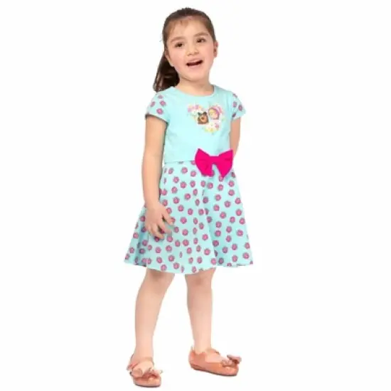 Masha and the Bear Big Friend Little Friend Short Sleeve Crew Neck Dress, Floral Heart, Bow at Waist - Toddler image {5}