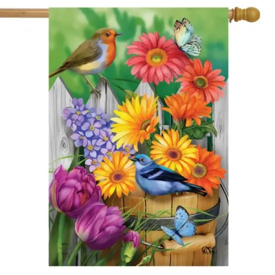 Birds And Blooms Spring House Flag Floral 28" x 40" Briarwood Lane image {1}