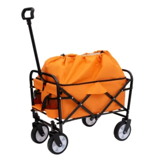 FURNIinspire Outdoor Serving Carts Multi-use Bag Collapsible Foldable Wagon Cart Beach Wagon for Camping Shopping, Orange, 25.98"*17.32"*37.4" image {4}