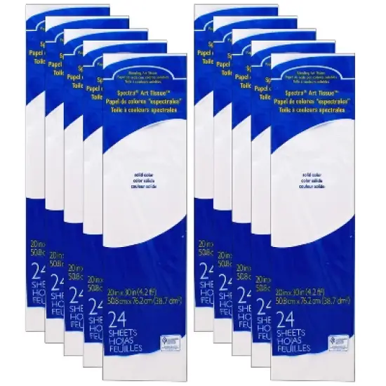 Spectra&reg; Deluxe Bleeding Art Tissue, White, 20" x 30", 24 Sheets Per Pack, 10 Packs image {2}