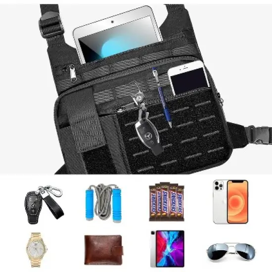 Tactical Chest Bag, Lightweight Running Vest Pack with Phone Holder, Water Resistant Running Chest Backpack for Men Women image {5}