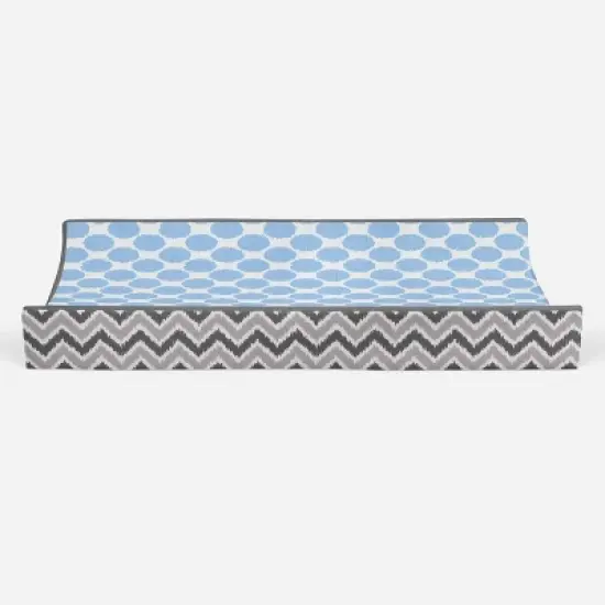 Bacati - Gray Zigzag Blue Dots Muslin Changing Pad Cover.... image {4}