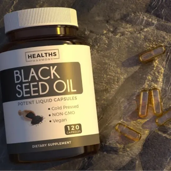 Black Seed Oil Capsules, Hair, Skin & Metabolism Support, Supports Weight Loss, Health's Harmony, 60, 120 & 180ct image {5}
