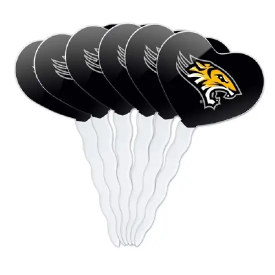 Towson University Tigers Logo Heart Love Cupcake Picks Toppers Decoration Set of 6 image {7}