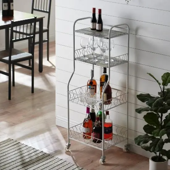 Kings Brand Furniture Lexi 4-Tier Kitchen Rolling Bakers Rack image {5}