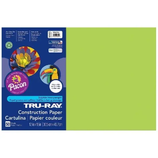 Pacon Tru-Ray 12" x 18" Construction Paper Brilliant Lime 50 Sheets/Pack 5 Packs (PAC103425-5) image {1}