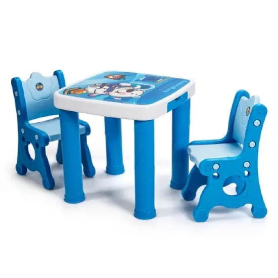 Costway Multifunctional Kids Desk & 2 Height-Adjustable Chairs w/ Non-slip Point Pink\ Blue\ Natural image {9}