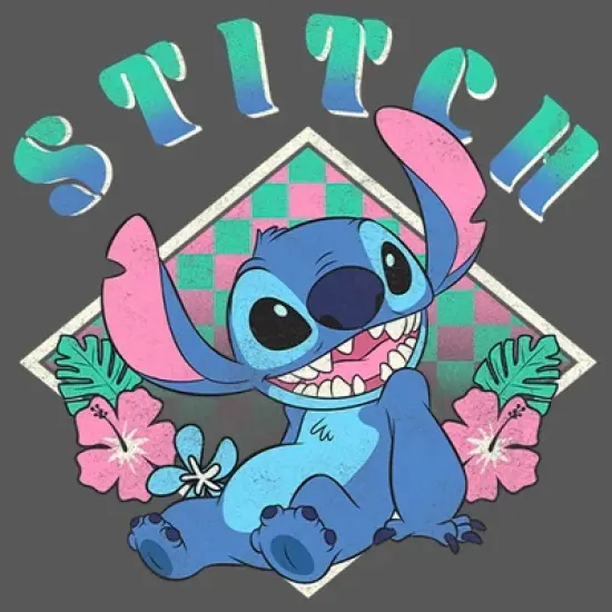 Girl's Lilo & Stitch Distressed Checkerboard Stitch T-Shirt image {1}