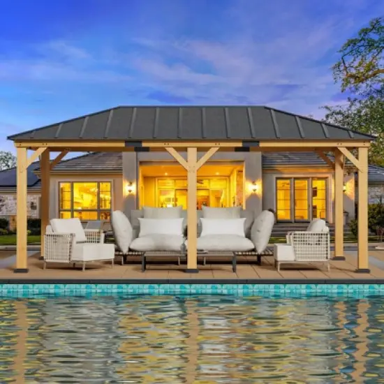 EROMMY 20 Ft. W x 12 Ft. D Solid Wood Patio Gazebo image {1}