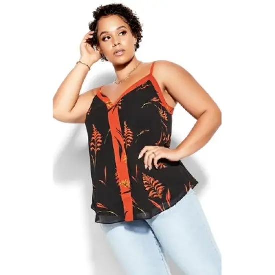 Women's Plus Size  Turning Leaves Top - black | CITY CHIC image {3}