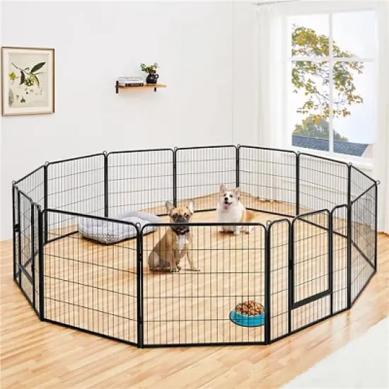 Yaheetech Heavy Duty 12 Panel Pet Playpen Dog Exercise Pen Black image {1}