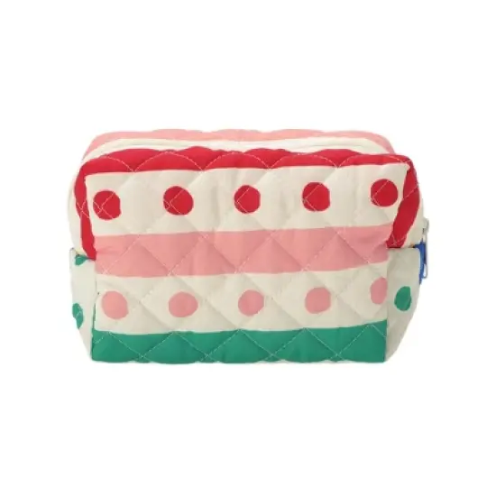 Unique Bargains Stripes Dots Quilted Square Flowers Makeup Bag Assorted Color 1 Pc image {5}