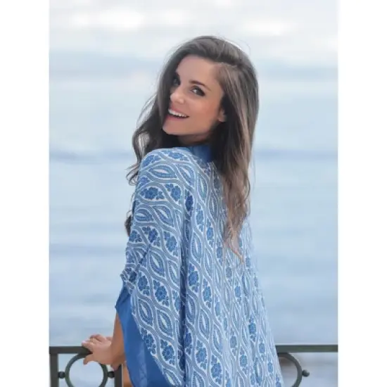 Shiraleah Blue Floral Print Cover Up image {1}