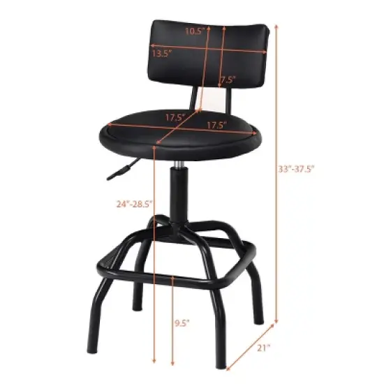 Costway Adjustable Swivel Bar Stool PU Leather Steel Frame Chair W/Backrest&Footrest Low Back image {1}