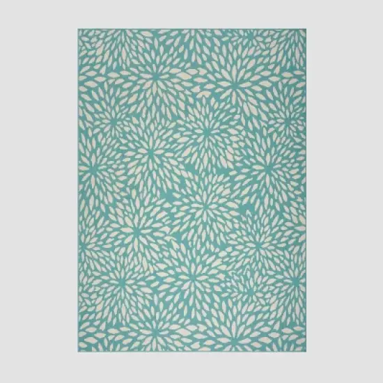 Simone Floral Outdoor Rug Blue/Ivory - Christopher Knight Home image {6}