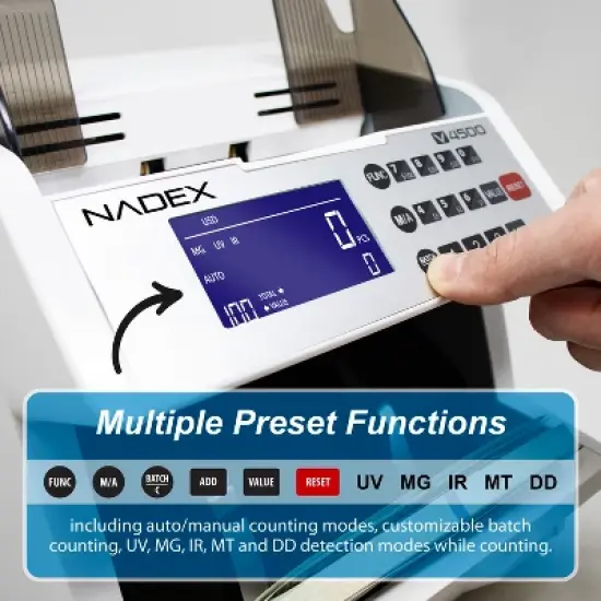 Nadex Coins&trade; V4500 Front-Loading Bill Counting Machine in White image {5}