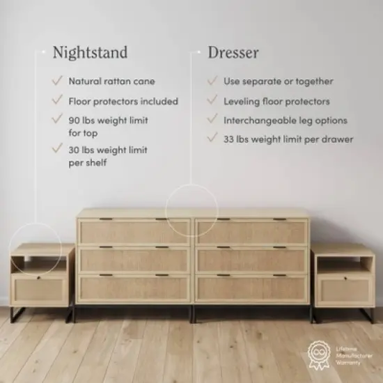 Nathan James Andrew and Mina Rattan Bedroom Set Light Oak image {3}