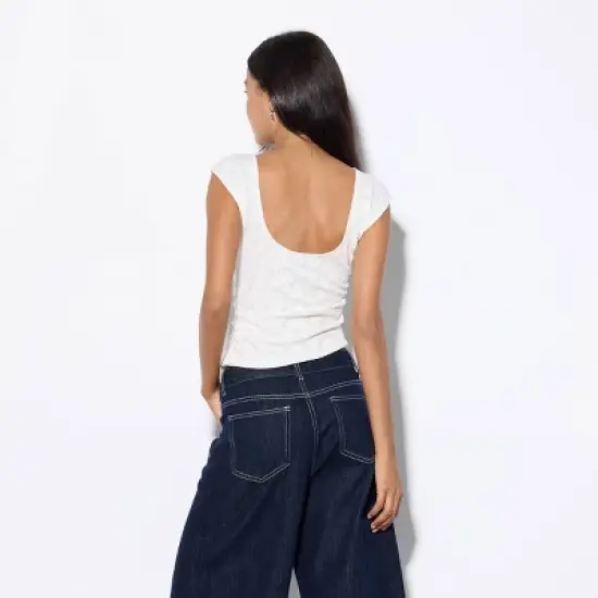 Women's Mini Cap Sleeve Daisy Textured Knit Top - Wild Fable&trade; image {1}