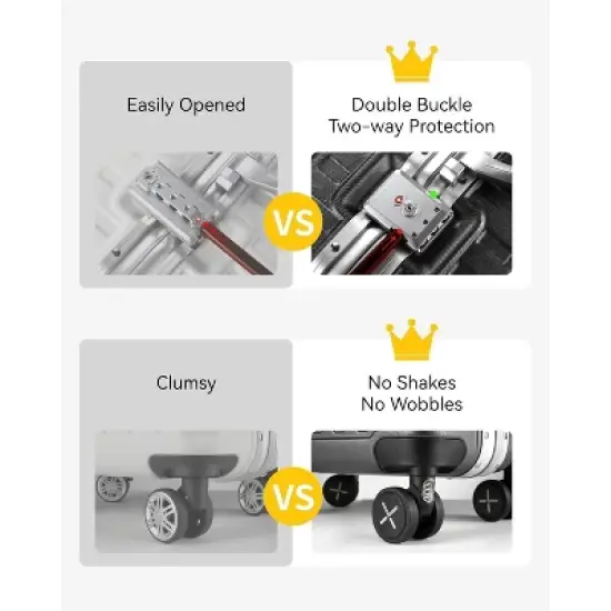 LUGGEX Aluminum Frame Zipperless Luggage with Silent Spinner Wheels, Durable Polycarbonate Hard Shell Suitcase image {3}