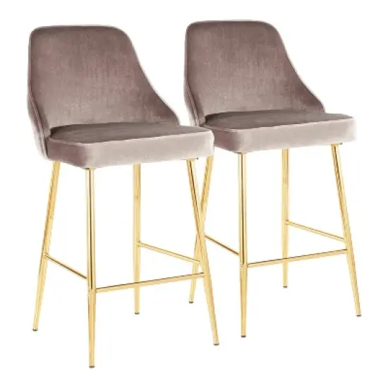 Set of 2 Marcel Contemporary Glam Counter Height Barstools - LumiSource image {9}