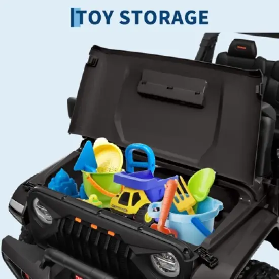 24V Electric Ride On Car for Kids, 4WD 20.5in 2-Seater with Extendable Body, 13in Anti-Slip Tires, LED Lights, Music, Parental Remote, for Ages 3-8 image {5}