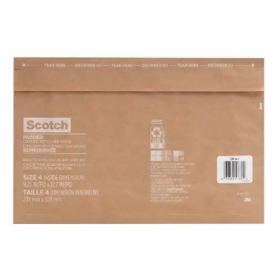 Scotch Curbside Recyclable Mailer Size 4 Brown: Self-Adhesive Shipping Envelopes, 13.5" x 9.5", Paper Material image {12}