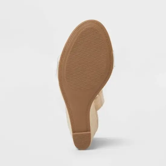 Women's Ansel Double Band Open Toe Wedge Heels with Memory Foam Insole - A New Day&trade; Tan image {3}