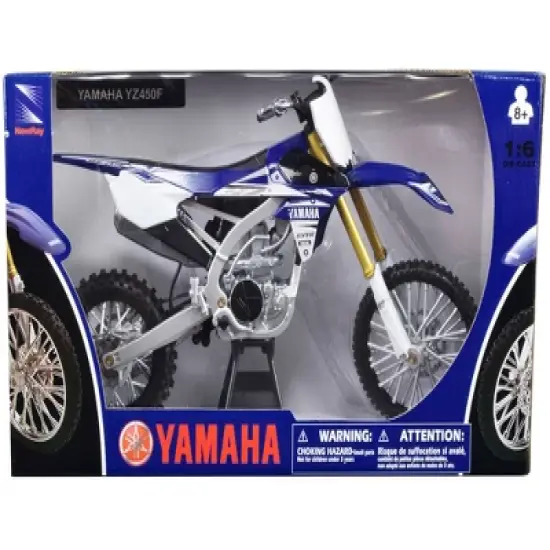 Yamaha YZ450F Dirt Bike Motorcycle Blue and White 1/6 Diecast Model by New Ray image {2}