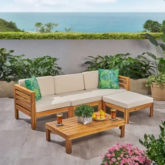 Syemin Patio Seating Sets Outdoor, Featuring Unique Design, Ideal for Chats, Perfect for Gardens, Living Spaces, Beige, 81.5"*53.5"*24" image {5}